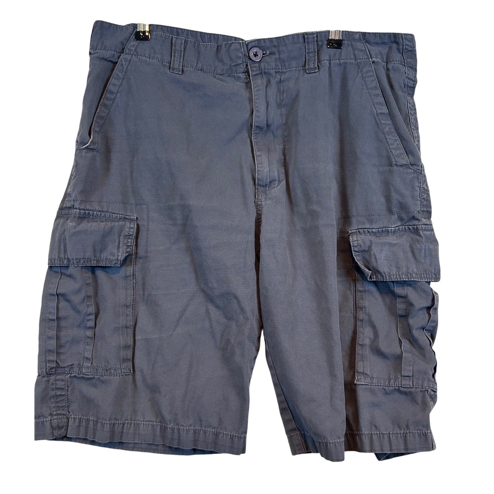 London Fog Mens Gray Cargo Shorts Size 34 Casual Outdoor Cotton Blend‎ 6-Pocket